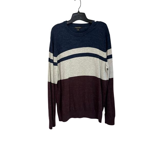 Banana Republic Organic Cotton Stripe Crewneck Sweater Men L - Picture 1 of 6